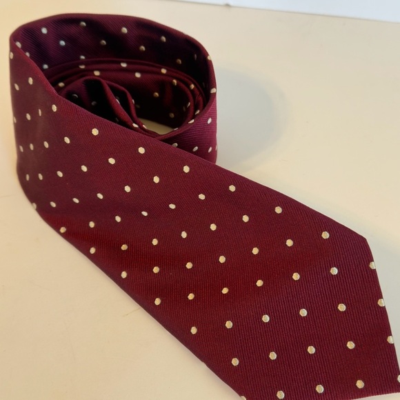 Lot of 2 Preppy Land’s End Silk Ties-Classic Burgundy Dotted and Green Striped - Picture 1 of 10